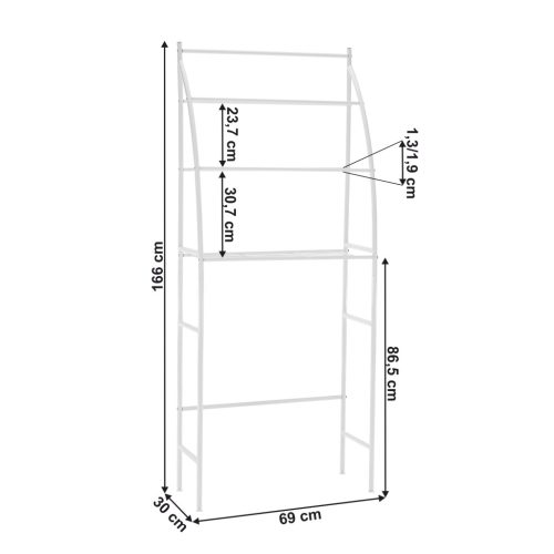 Polcállvány a mosógép fölé, fehér, VIMERA