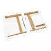 Notebook asztal/táblagép tartó, fehér/természetes bambusz, MELTEN