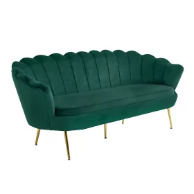   Luxus heverő, 3-as ülés, smaragd Velvet szövet/króm arany, Art-deco stílus, NOBLIN