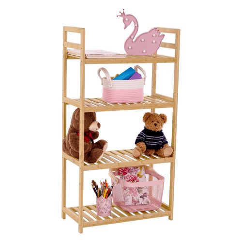 4 polcos polcállvány, természetes bambusz, FIORE TYP 2