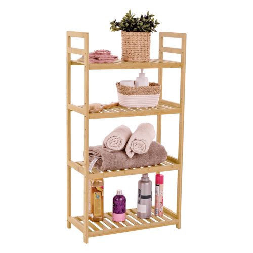 4 polcos polcállvány, természetes bambusz, FIORE TYP 2