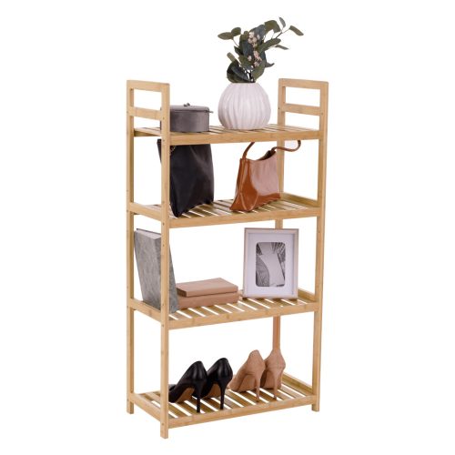 4 polcos polcállvány, természetes bambusz, FIORE TYP 2