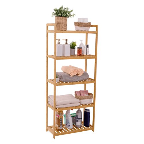 5 polcos polcállvány, természetes bambusz, FIORE TYP 3