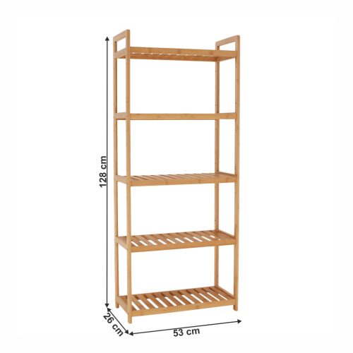 5 polcos polcállvány, természetes bambusz, FIORE TYP 3