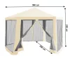 Kerti pavilon sátor, 3,9x2,5x3,9m, bézs/fekete, RINGE TYP 2+6 oldal