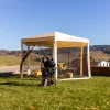Kerti pavilon sátor, 3,9x2,5x3,9m, bézs/fekete, RINGE TYP 2+6 oldal