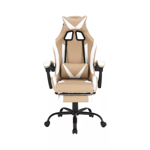 Irodai/gamer fotel, fekete/fehér/bézs, OZGE 2 NEW