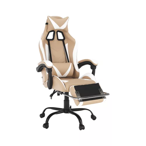 Irodai/gamer fotel, fekete/fehér/bézs, OZGE 2 NEW