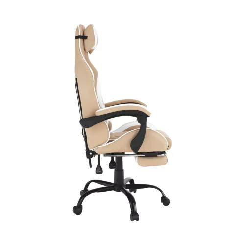 Irodai/gamer fotel, fekete/fehér/bézs, OZGE 2 NEW