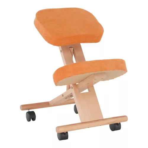 Ergonomikus térdelőszék, narancs/bükkfa, FLONET