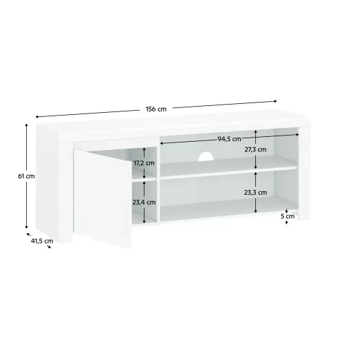 TV asztal 1D/160, fehér fényes, LINDY