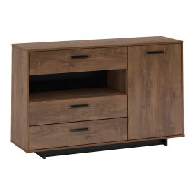 Komód, bolzano tölgy/fekete, DELIS E