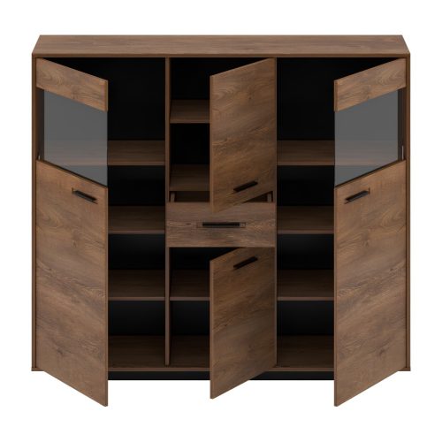 Komód, bolzano tölgy/fekete, DELIS K