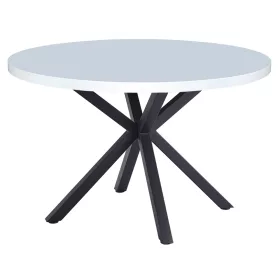 Étkezőasztal, fehér matt/fekete, átmérő 120 cm, MEDOR