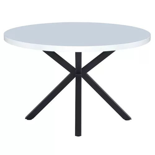 Étkezőasztal, fehér matt/fekete, átmérő 120 cm, MEDOR