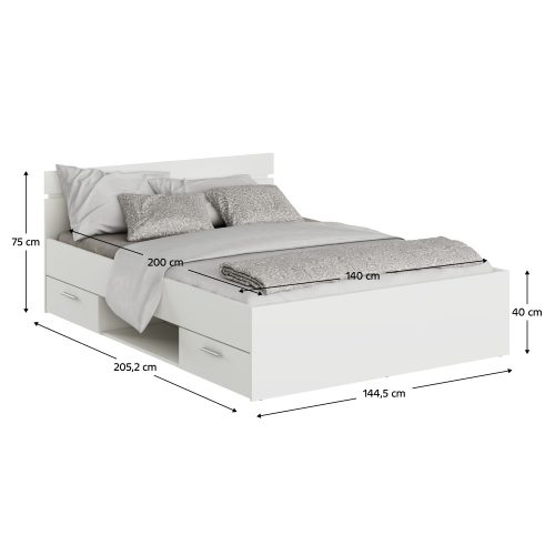 Ágykeret, 140x200, fehér, MICHIGAN NEW