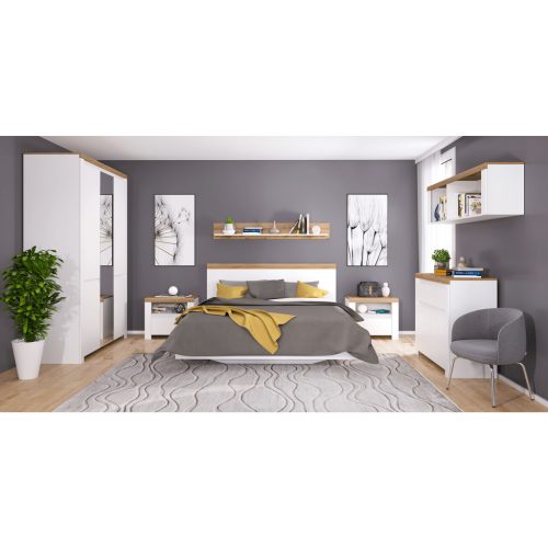 Fali polc 160, fehér/wotan tölgy, VILGO