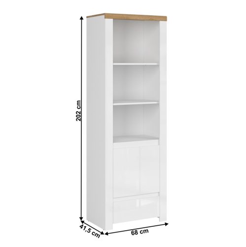 Polcállvány 1D1S, fényes fehér/wotan tölgy, VILGO