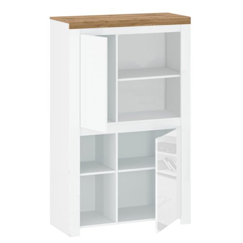 Polcállvány 2D, fényes fehér/wotan tölgy, VILGO