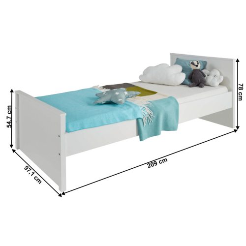 Ágy, fehér, 90x200, OLJE