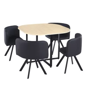 Étkező szett 1+4, tölgy/fekete, BEVIS NEW