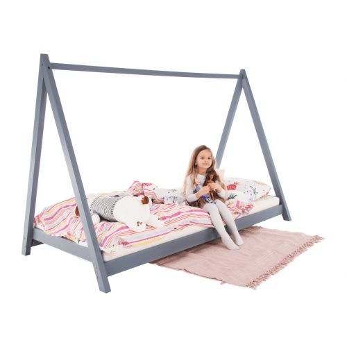 Montessori ágy, szürke, tűnyalábos fenyőfa, GROSI