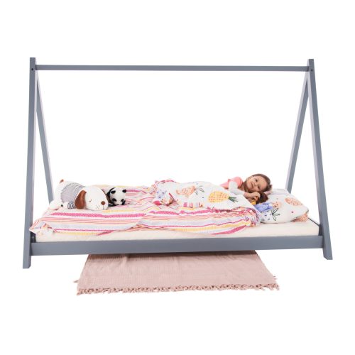 Montessori ágy, szürke, tűnyalábos fenyőfa, GROSI