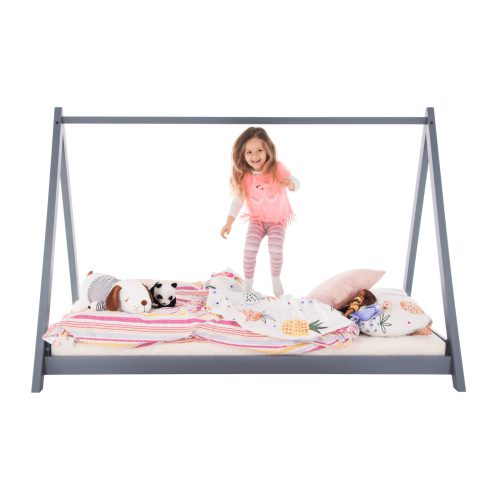 Montessori ágy, szürke, tűnyalábos fenyőfa, GROSI