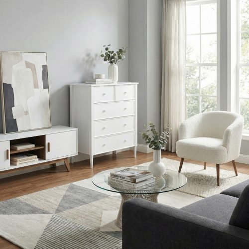 Komód, fehér, TEANA