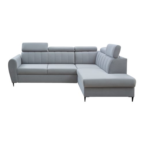 Kinyitható ülőgarnitúra, világosszürke, jobbos, KORIO L