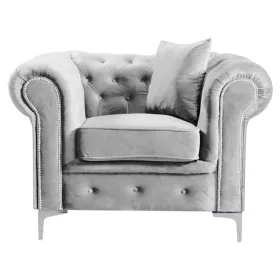 Luxus fotel, világosszürke Velvet szövet, ROMANO