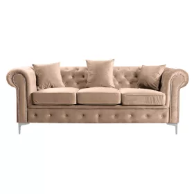   Kinyitható luxus 3-as ülés, világosbarna Velvet szövet, ROMANO