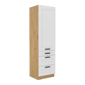   Magas szekrény, fehér/artisan tölgy, LULA 60 DKS-210 3S 1F