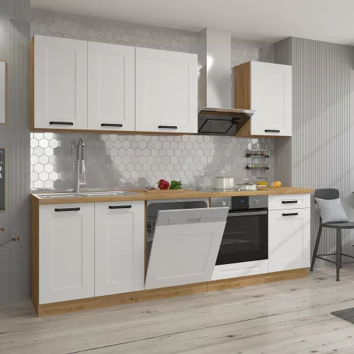 Magas szekrény, fehér/artisan tölgy, LULA 40 DK-210 2F