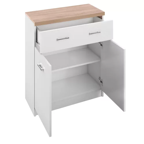 Komód 2D1S/60, fehér/sonoma tölgy, TOPTY TYP 41