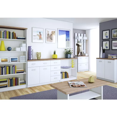 Komód 2D1S/60, fehér/sonoma tölgy, TOPTY TYP 41