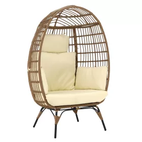 Rattan fotel, természetes/fekete/bézs, KARMEN