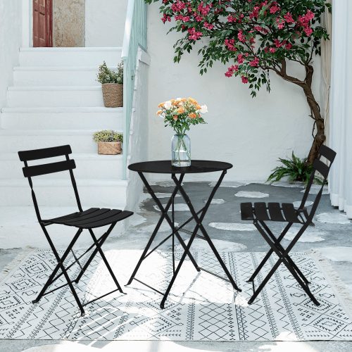 Kerti szett 1+2, fekete, acél, OBAX