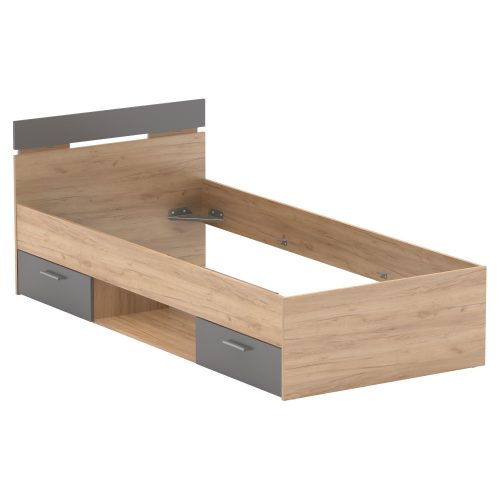 Ágykeret, 90x200, artisan tölgy/grafit, MICHIGAN NEW