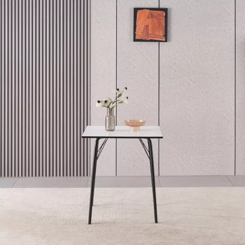 Étkezőasztal, fehér/fekete, 70x70x75 cm, NALAK TYP 1