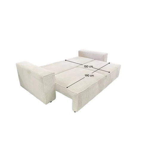 Kihúzható heverő, bézs, HARPERA BIG SOFA