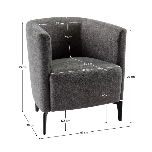Design fotel, szürke/fekete, KAPY