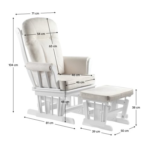 Hintaszék lábtartóval, fehér/krém, SAFORD