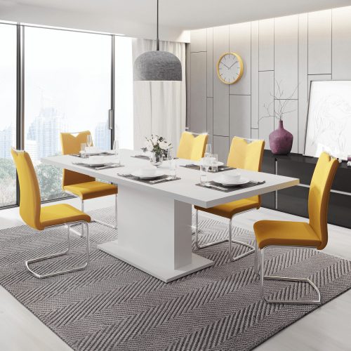 Kihúzható étkezőasztal, fehér, 160-200x90 cm, BOBA