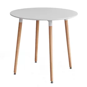   Étkezőasztal, fehér/bükk, átmérő 80 cm, ELCAN NEW TYP 2
