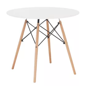   Étkezőasztal,  fehér/bükk, átmérő 80 cm, GAMIN 2 NEW 80