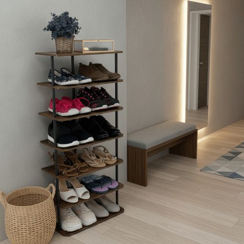 Többcélú polc, fekete/rusztikus fa, ETUDA TÍPUS 2