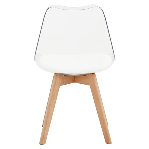 Szék, átlátszó, akril/ekobőr/bükk, BALI 2 NEW