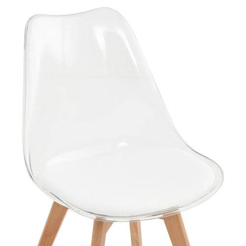 Szék, átlátszó, akril/ekobőr/bükk, BALI 2 NEW