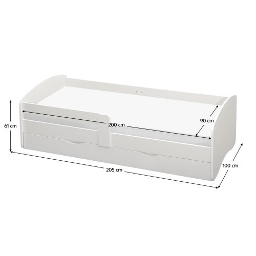Ágy ráccsal és tárolóhellyel 90x200, fehér, COCOLINO